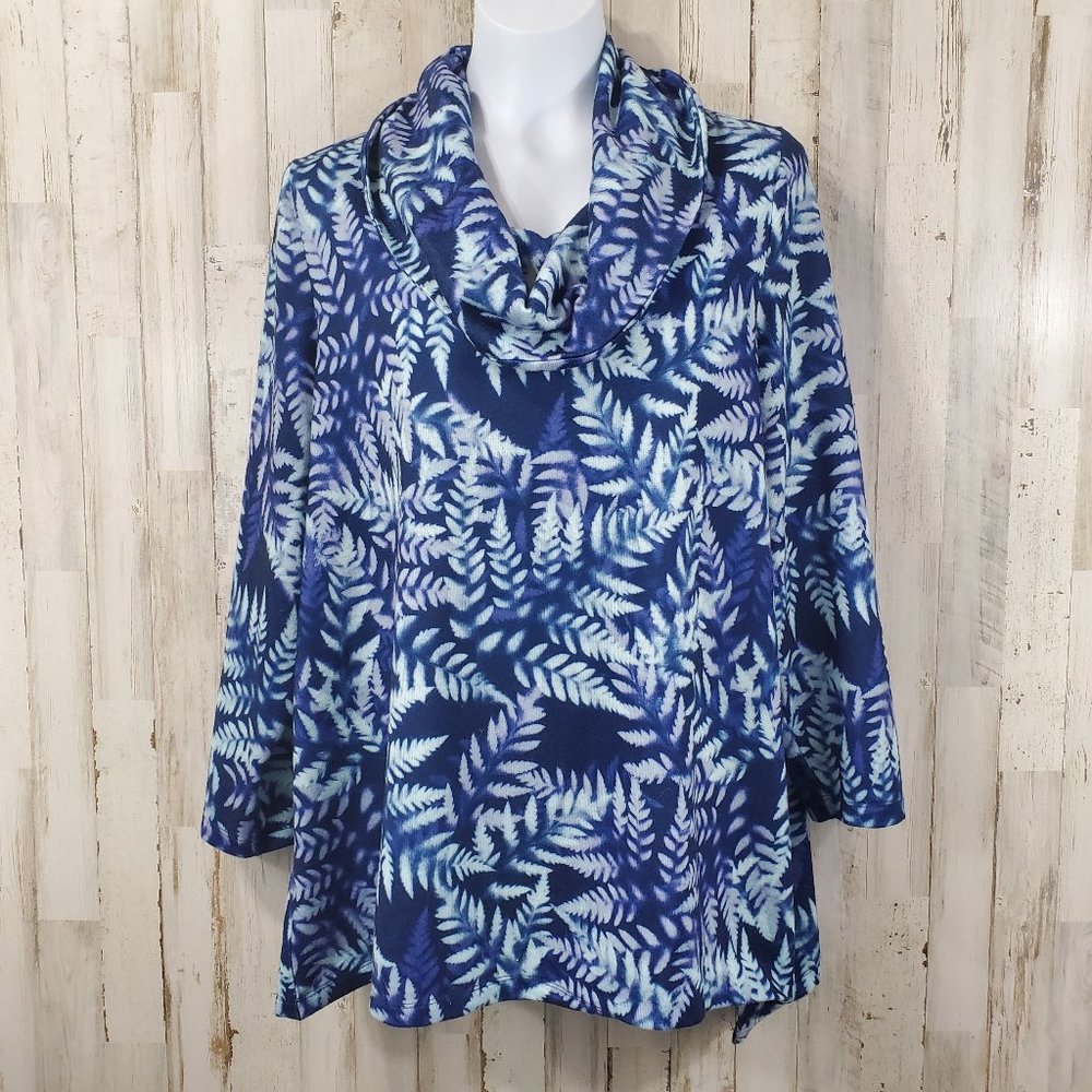 Catherines Womens Top 0X Blue Purple Cowl Neck I6